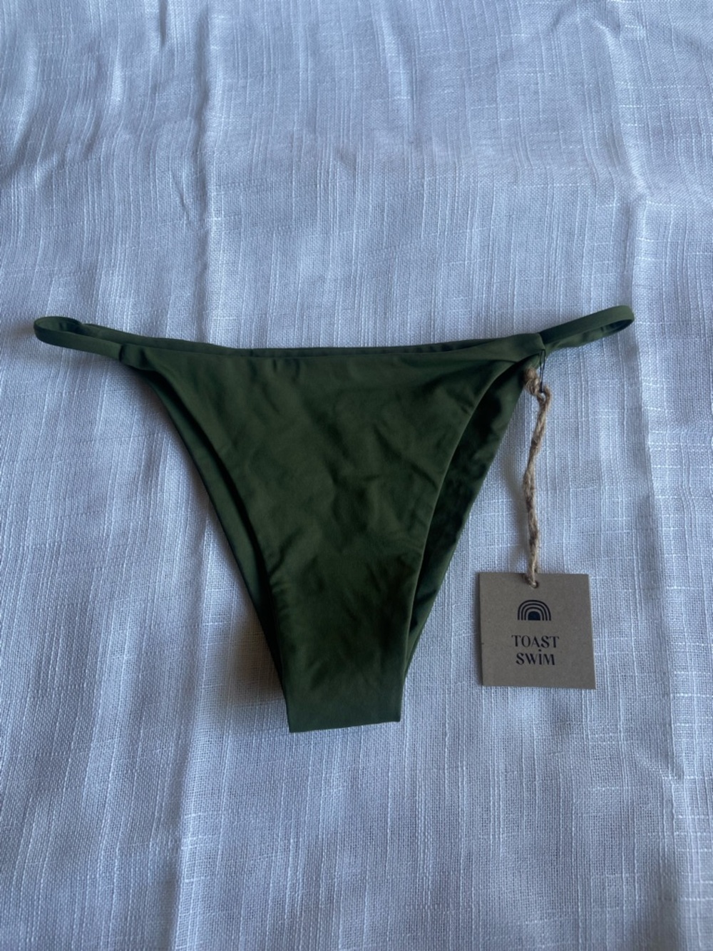 Free People Toast Swim Cheeky String Bikini Bottom Olive Sz Small NWT